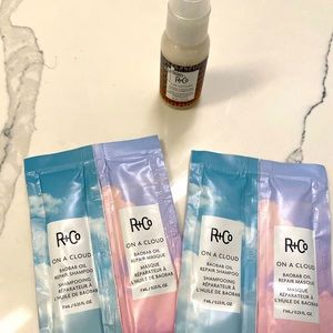 Brand New R&Co Hair care- sun catcher leave in conditioner and 4 travel packets!